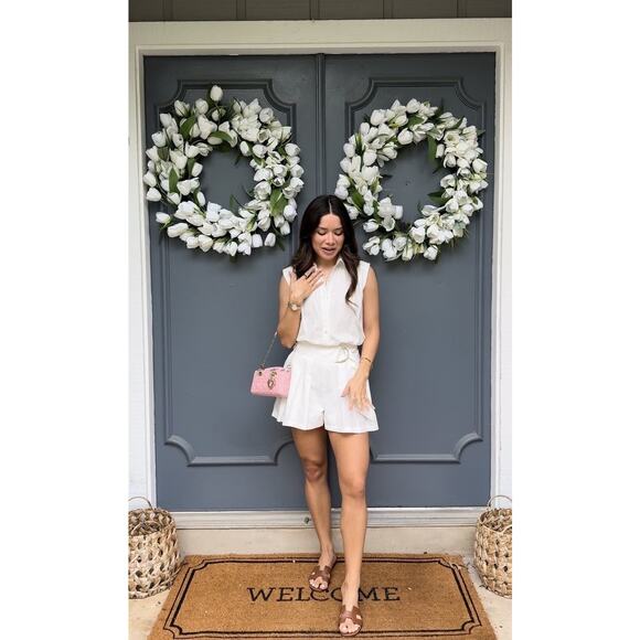 RAMY BROOK White 100% Cotton Collared Sleeveless Nyomi Romper Size XS - Picture 1 of 13